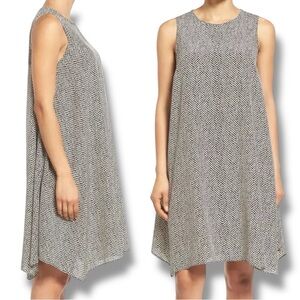 Eileen Fisher Silk Tank Dress Lagenlook Flowy Sleeveless Dot Print XS Petite